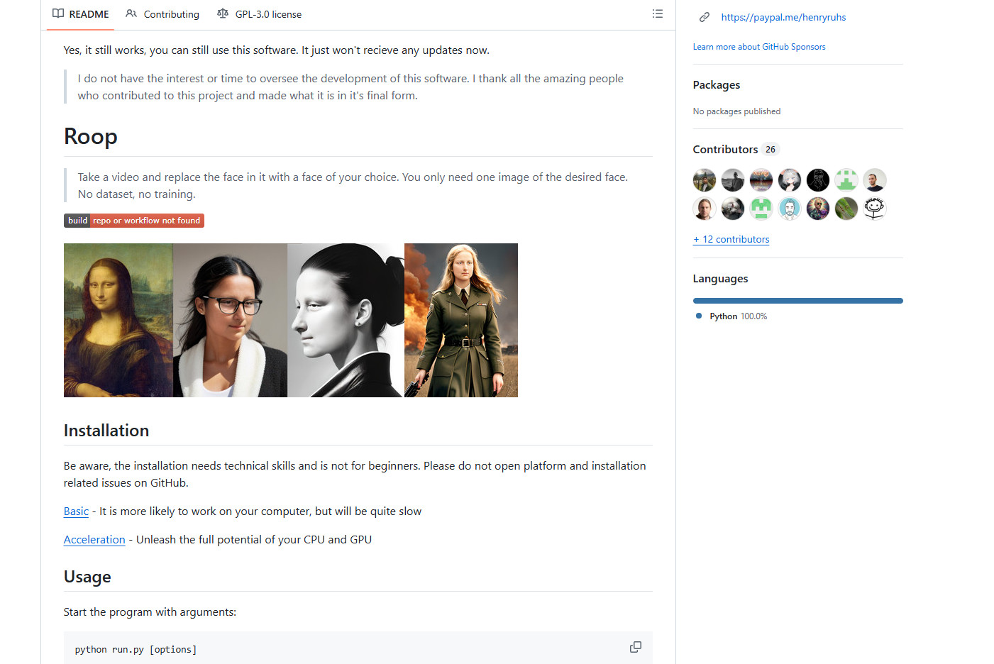 Roop : un outil open source de remplacement de visage, rapide… mais ...