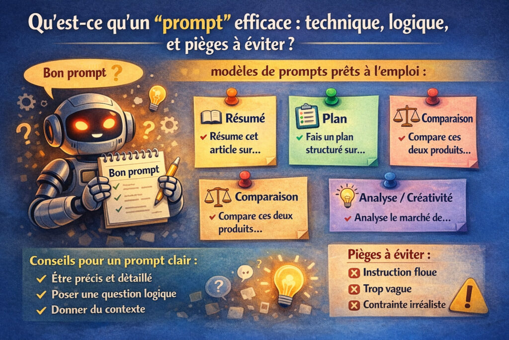 Qu’est-ce qu’un “prompt” efficace : technique, logique, et pièges à éviter ? 1 prompt efficace